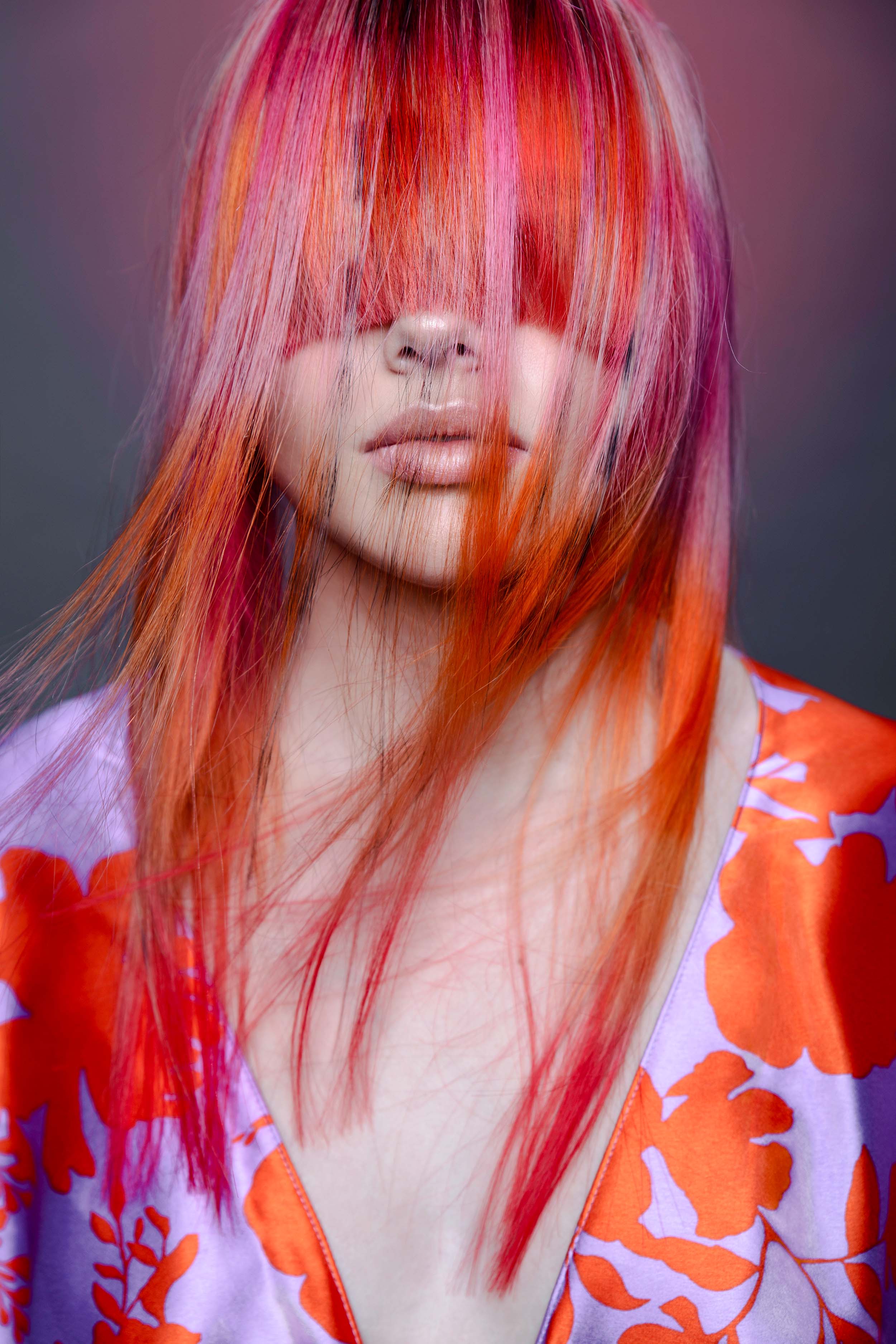 Hair photography - model with creative hairstyling and artistic portrait composition